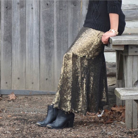 GRYPHON gold sequin mermaid maxi skirt - Picture 6 of 9